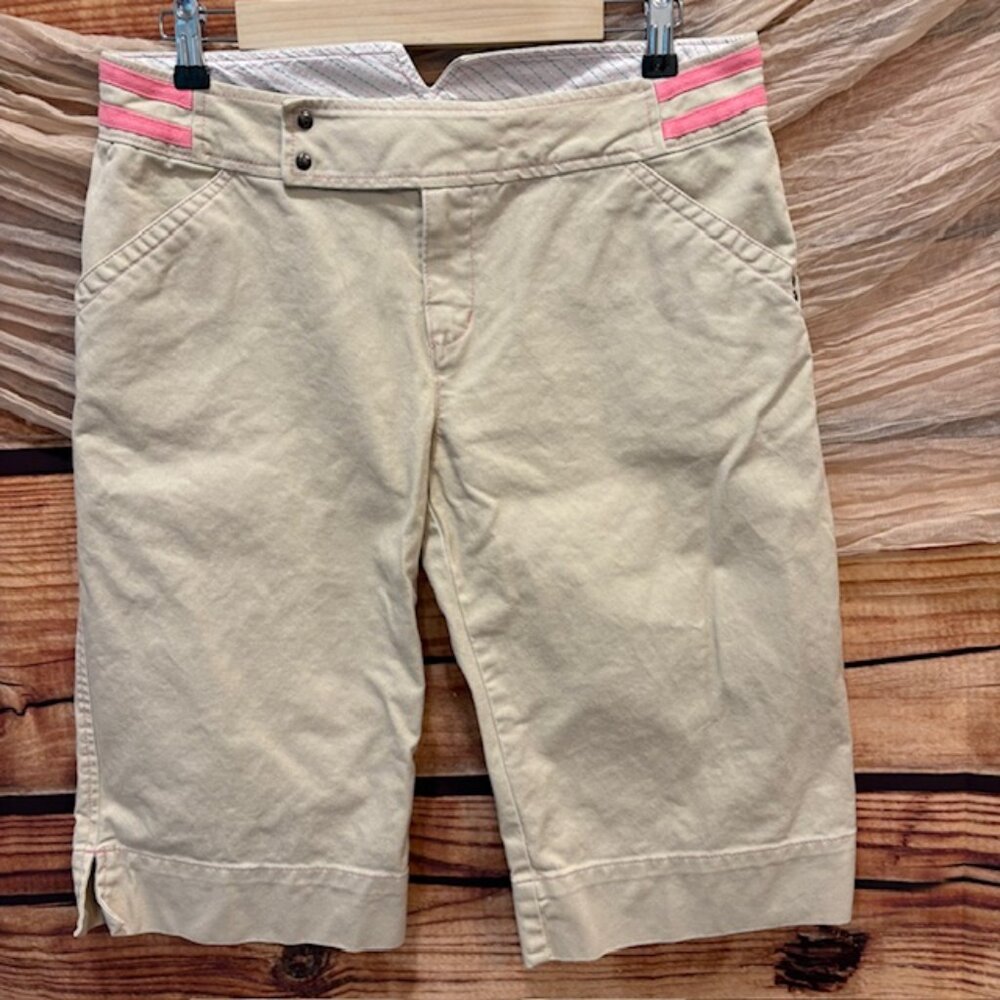 Free People Cream Capris with Pink Waist Stripes